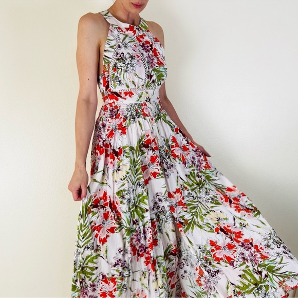 Anthropologie Abel The Label Orchid Maxi Dress Tie Back White Floral S - Picture 8 of 8